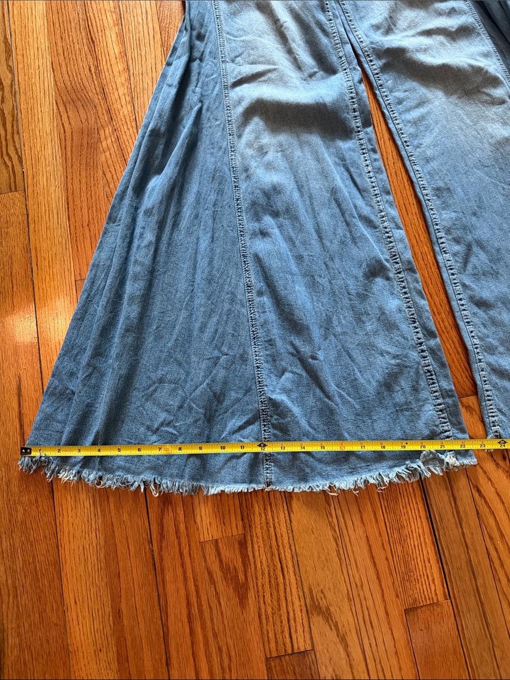 Free People Vintage Low Waist Ultra Wide-Leg Flare Jeans with Frayed Hem - Picture 2 of 9